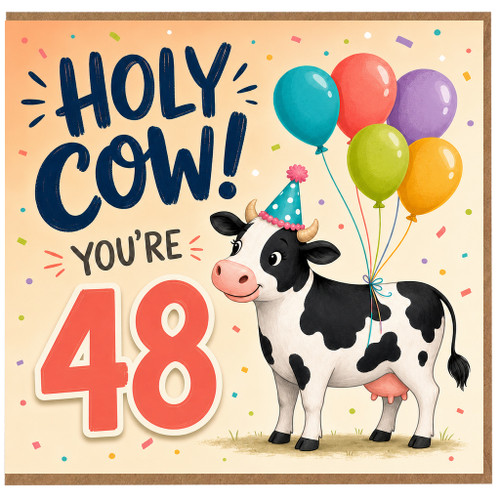 48th Birthday Card, Holy Cow You're 48 Card