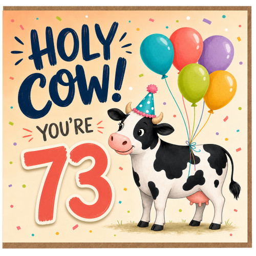 73rd Birthday Card, Holy Cow You're 73 Funny Cow Birthday Card