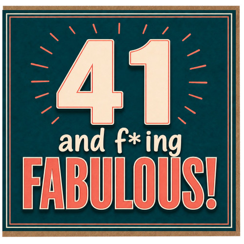 41st Birthday Card, 41 and F*ing Fabulous Retro Birthday Card