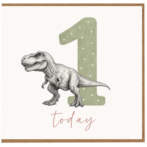 1st Birthday Card, Dinosaur 1 Today Card