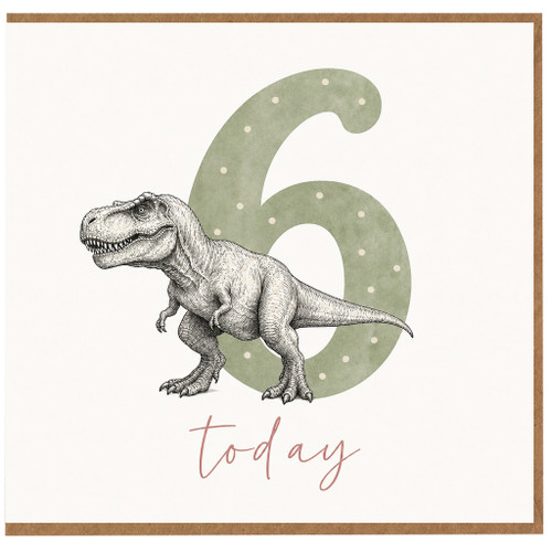 6th Birthday Card, Dinosaur Today Card