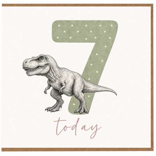 7th Birthday Card, Dinosaur 7 Today Card