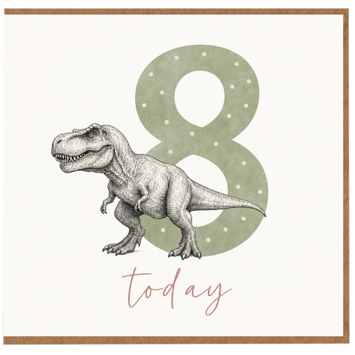 8th Birthday Card, Dinosaur Birthday Card