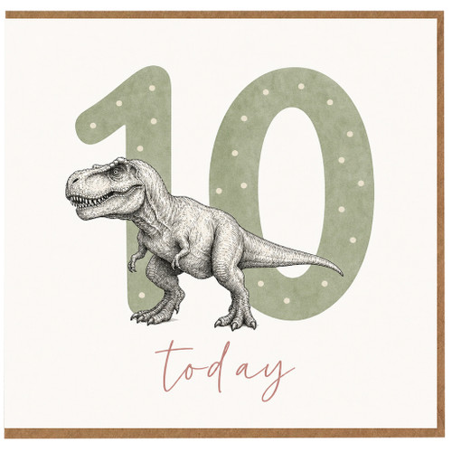 10th Birthday Card, Dinosaur 10 Today Card