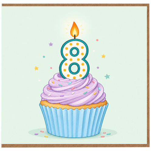8th Birthday Card, Cute Cupcake Design