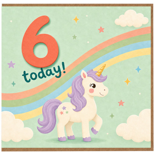 6th Birthday Card, Unicorn Today Card