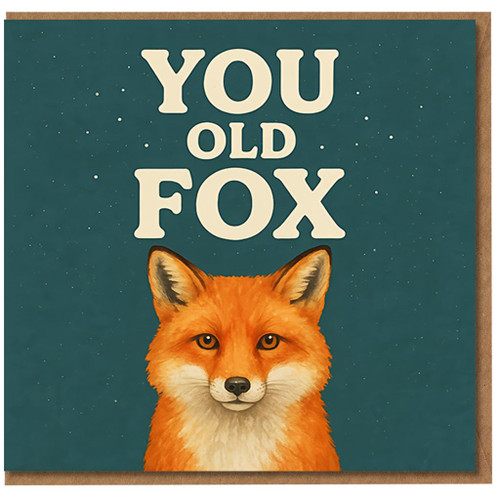 Funny Birthday Card - You Old Fox - Fox Illustration - Humorous Animal Pun for Him or Her, Friend, Dad, Husband, Boyfriend - Blank Inside