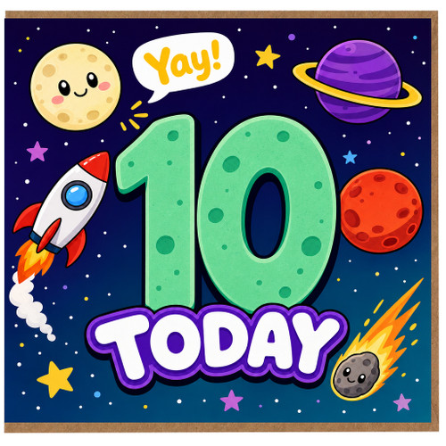 10th Birthday Card, Space Themed Today Yay