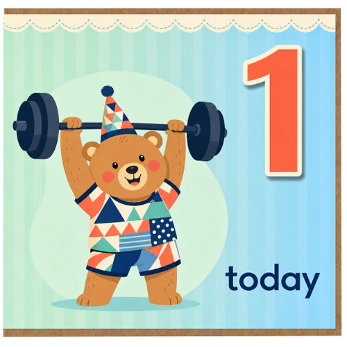 1st Birthday Card, Cute Bear Today Card