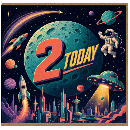 2nd Birthday Card, 2 Today Space Theme Card