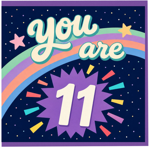 11th Birthday Card, You Are 11 Rainbow Birthday Card