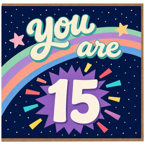 15th Birthday Card, You Are 15 Rainbow Stars Design