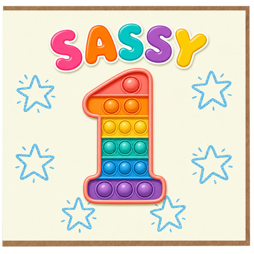 1st Birthday Card, Sassy Rainbow Number 1 Card