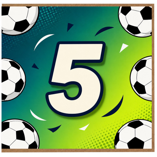 5th Birthday Card, Football Soccer Theme