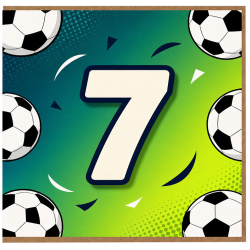 7th Birthday Card, Football Soccer Card