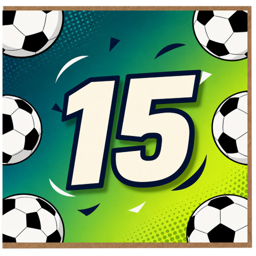 15th Birthday Card, Soccer Ball Sports Card