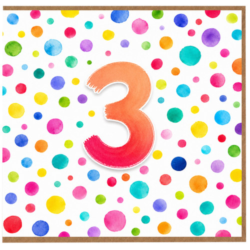 3rd Birthday Card, Colourful Confetti Number 3 Card