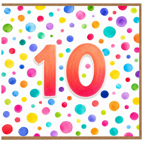 10th Birthday Card, Colourful Confetti Design