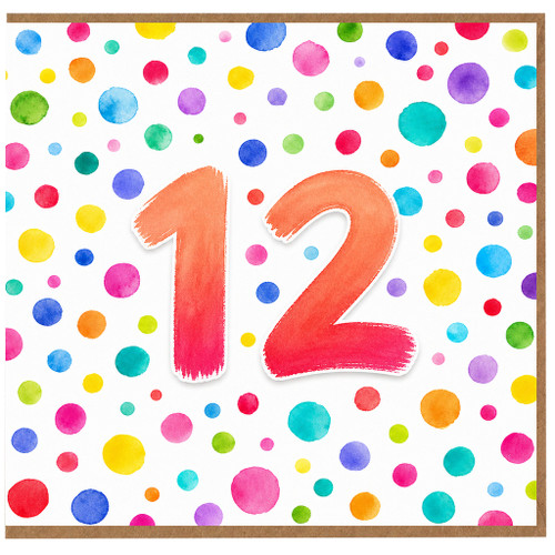 12th Birthday Card, Colourful Confetti Design