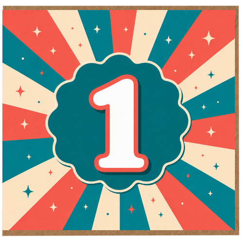 1st Birthday Card, Retro First Birthday Card