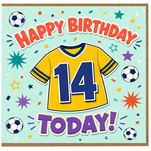 14th Birthday Card, Football Shirt Design