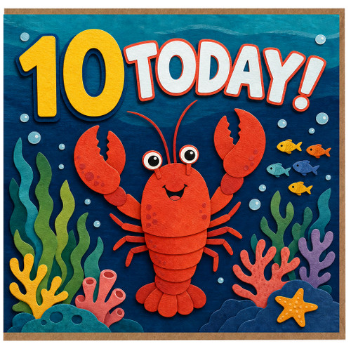 10th Birthday Card, Under the Sea Crab Card