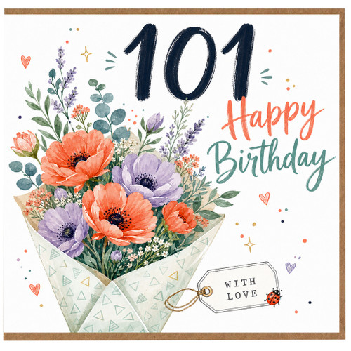 101st Birthday Card, Happy 101 Birthday Floral Card