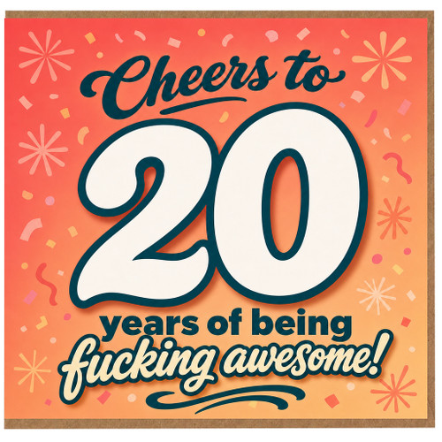 20th Birthday Card, Cheers to 20 Years of Being Awesome