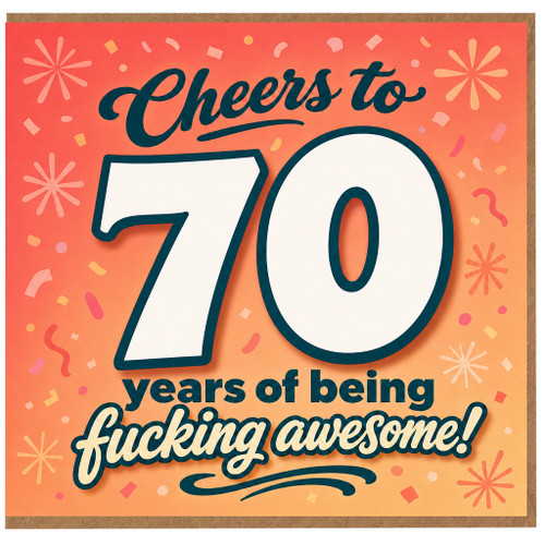 70th Birthday Card, Cheers to 70 Years of Being Awesome Card