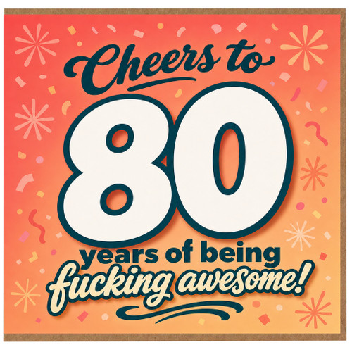 80th Birthday Card, Cheers to 80 Years of Being Awesome Funny Birthday Card