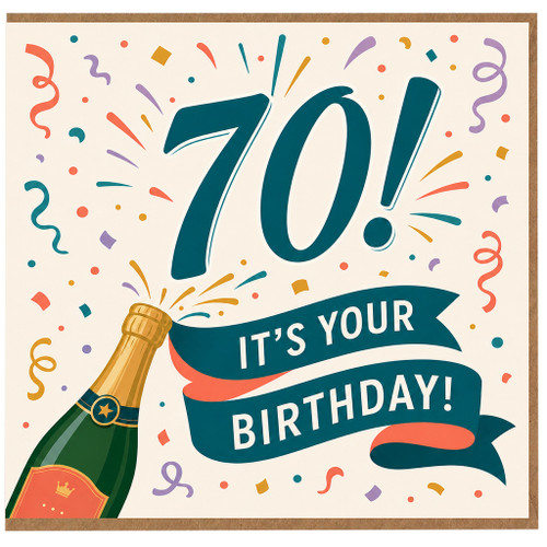 70th Birthday Card, It's Your Birthday Celebration Card