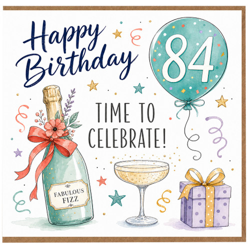 84th Birthday Card, Happy Birthday Time to Celebrate Card