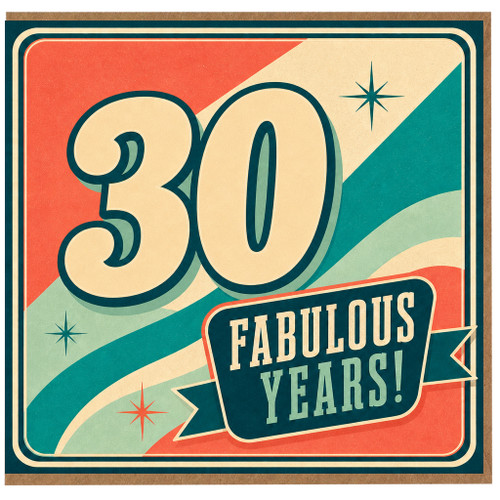 30th Birthday Card, Fabulous Years Retro Style Card