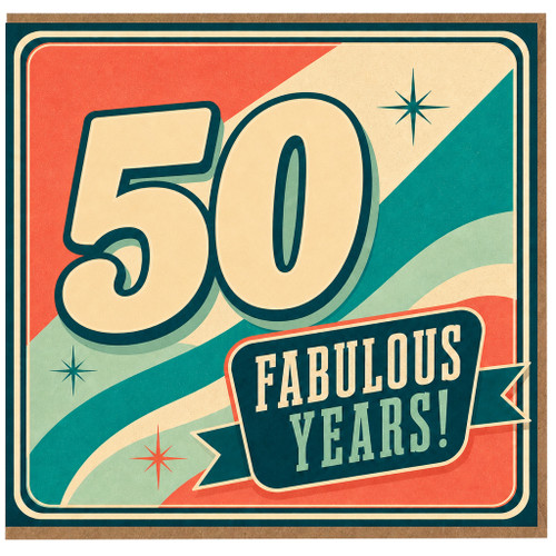 50th Birthday Card, Fabulous Years Retro Style Card
