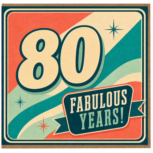 80th Birthday Card, Fabulous Years Retro Style Card