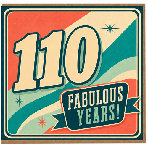 110th Birthday Card, Fabulous Years Retro Vintage Greeting Card