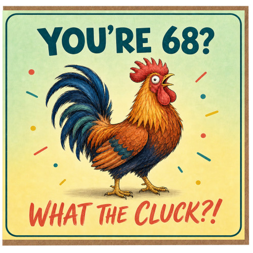 68th Birthday Card, Funny Rooster Pun Card