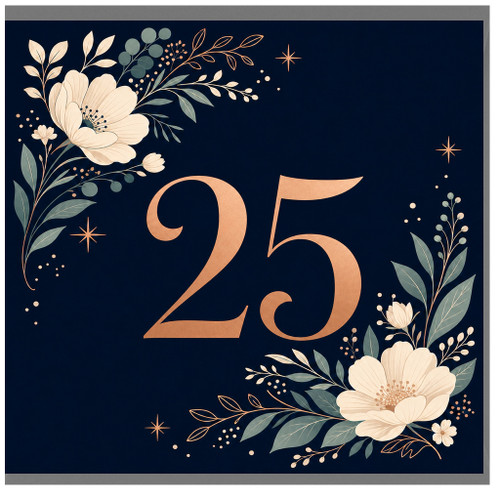 25th Birthday Card, Floral 25 Birthday Card