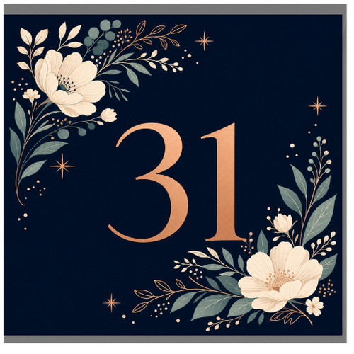 31st Birthday Card, Elegant Floral Number 31 Card