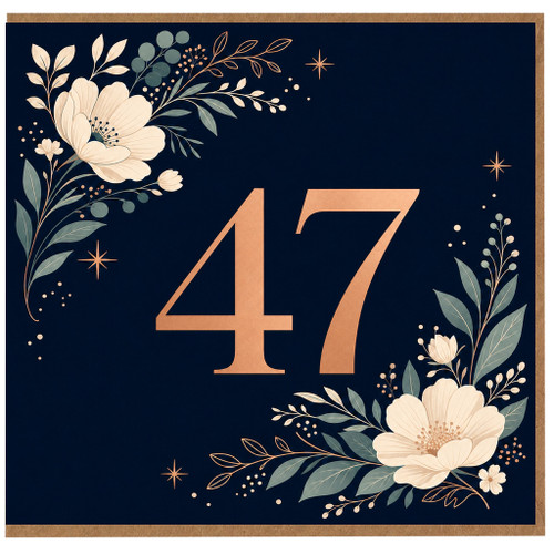 47th Birthday Card, Elegant Floral Age 47 Card