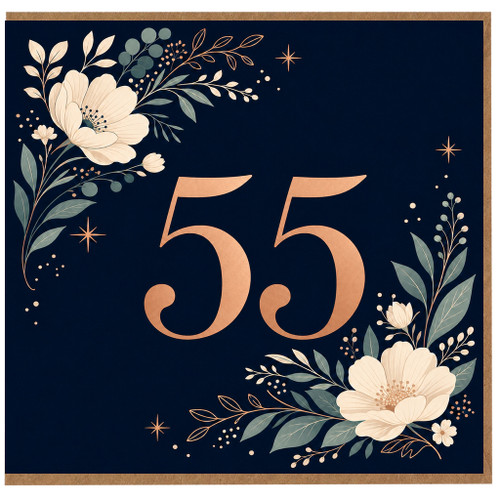 55th Birthday Card, Floral 55 Birthday Card for Her