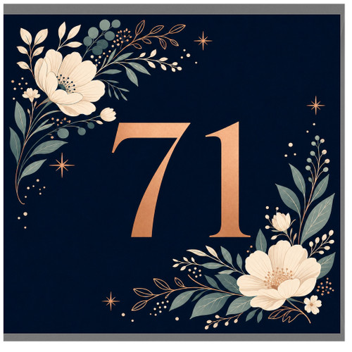 71st Birthday Card, Elegant Floral Number 71 Card