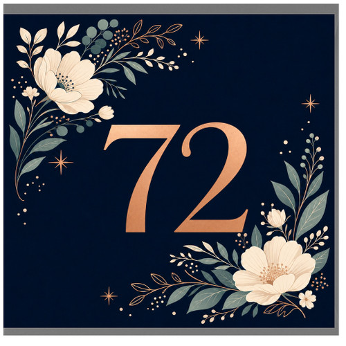 72nd Birthday Card, Elegant Floral Design