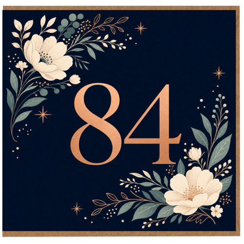 84th Birthday Card, Floral Botanical Design