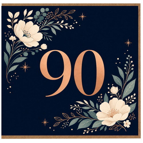 90th Birthday Card, Elegant Floral Celebration Card