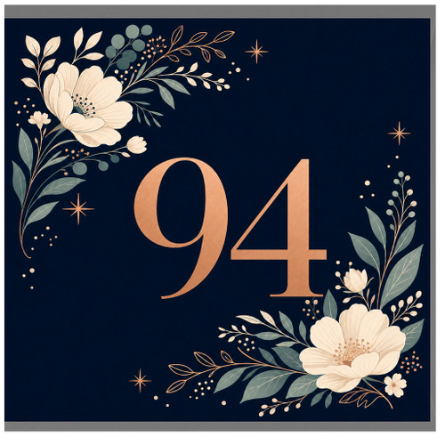 94th Birthday Card, Elegant Floral Design