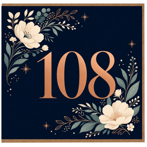 108th Birthday Card, Elegant Floral 108 Birthday Card