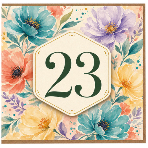 23rd Birthday Card, Floral Number 23 Birthday Card