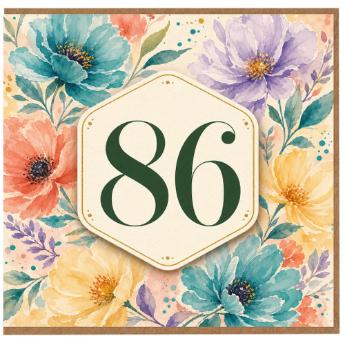 86th Birthday Card, Floral Birthday Card for Her