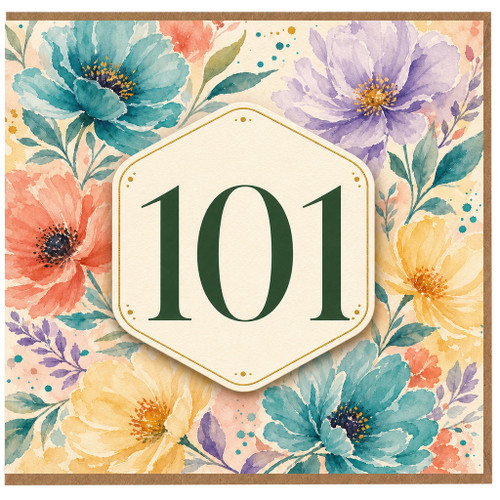 101st Birthday Card, Floral Milestone Birthday Card